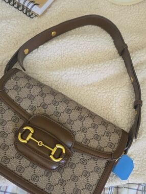 Brown Monogram Shoulder Bag with Gold Hardware / Inspired